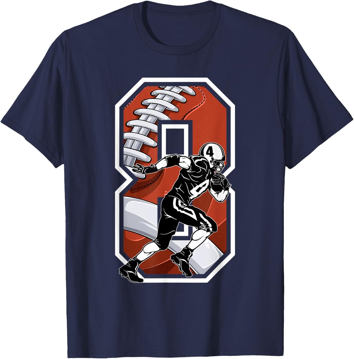 I'm 8 Years Old Football Player 8th Birthday Boys Kids T-Shirt - T-Shirt | Navy
