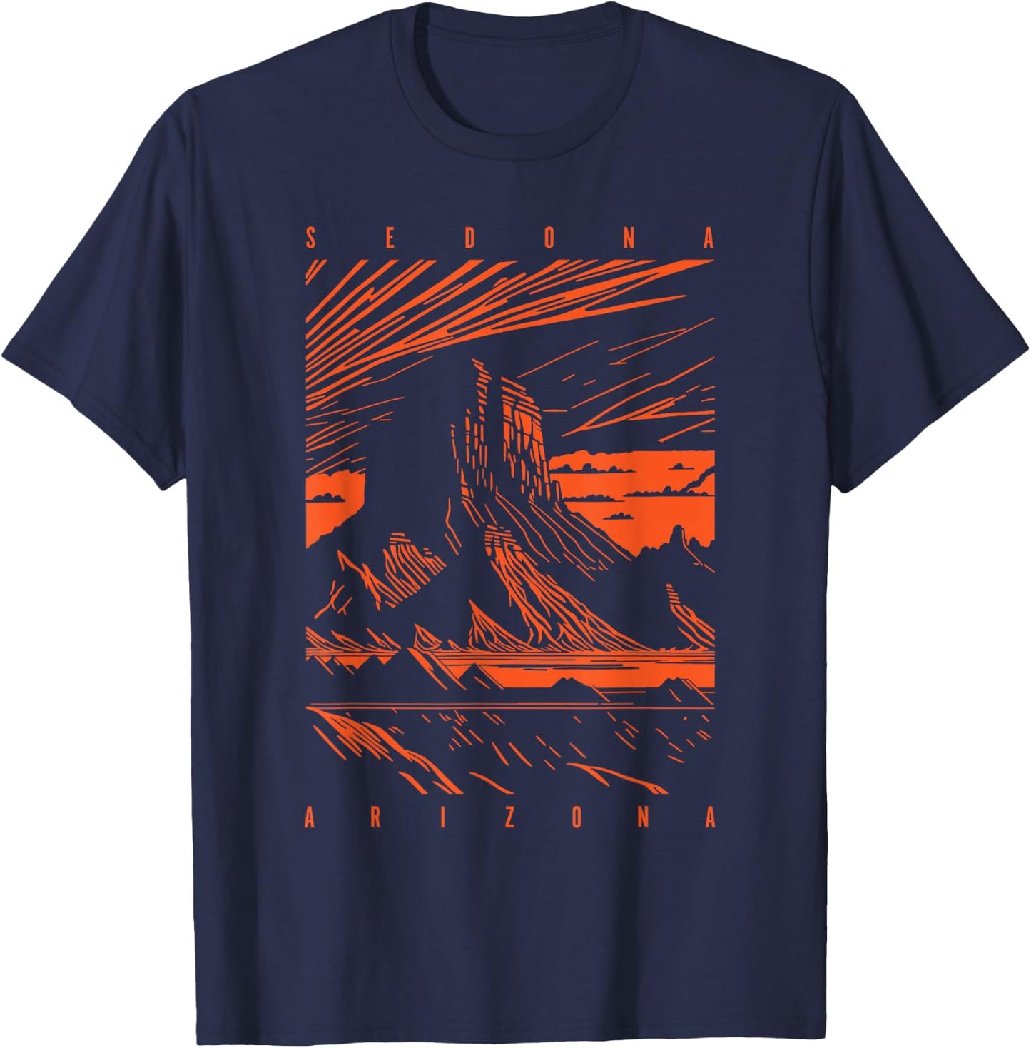 Sedona Arizona Retro Sunset Scenic Red Rocks Butte Design T-Shirt - T-Shirt | Navy