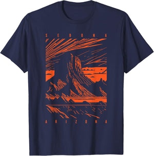 Sedona Arizona Retro Sunset Scenic Red Rocks Butte Design T-Shirt - T-Shirt | Navy