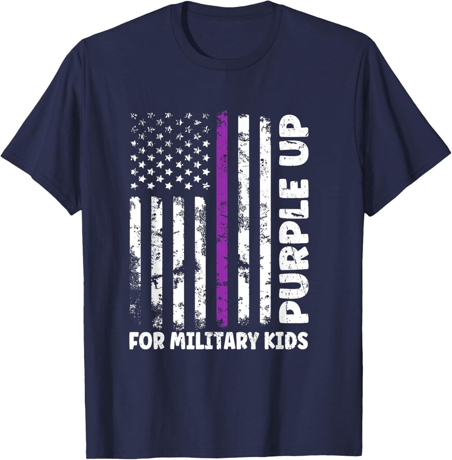 Purple Up for Military Kids Shirt Month Military Child Flag T-Shirt - T-Shirt | Navy