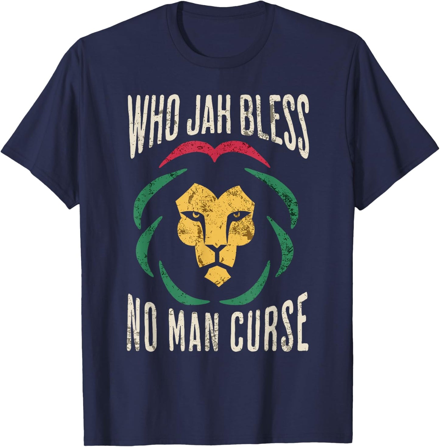 Who Jah Bless No Man Curse - Rastafarian T-Shirt - T-Shirt | Navy