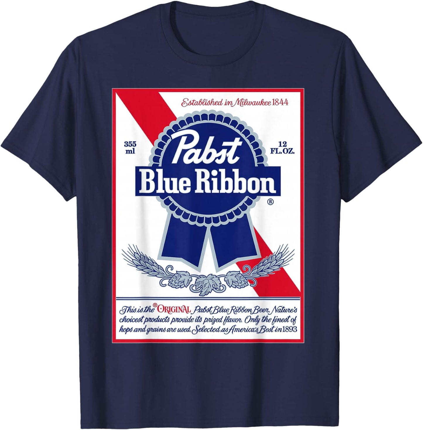 Pabst Fashion Label - Vintage Blue Ribbon Artwork T-Shirt - T-Shirt | Navy