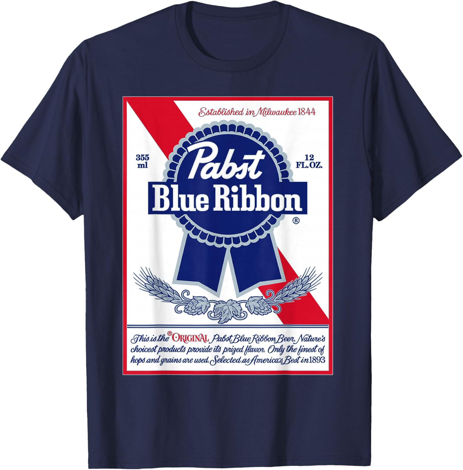 Pabst Fashion Label - Vintage Blue Ribbon Artwork T-Shirt - T-Shirt | Navy