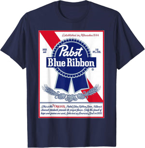 Pabst Fashion Label - Vintage Blue Ribbon Artwork T-Shirt - T-Shirt | Navy