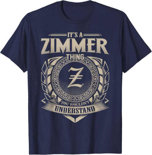 Vintage Classic ZIMMER Family Apparels -Adults & Kids Black Small T-Shirt - T-Shirt | Navy