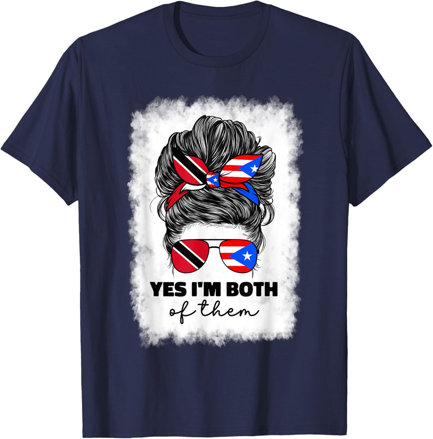 Trinidad And Puerto Rican Rico Flag Trinidadian Girl Women T-Shirt - T-Shirt | Navy