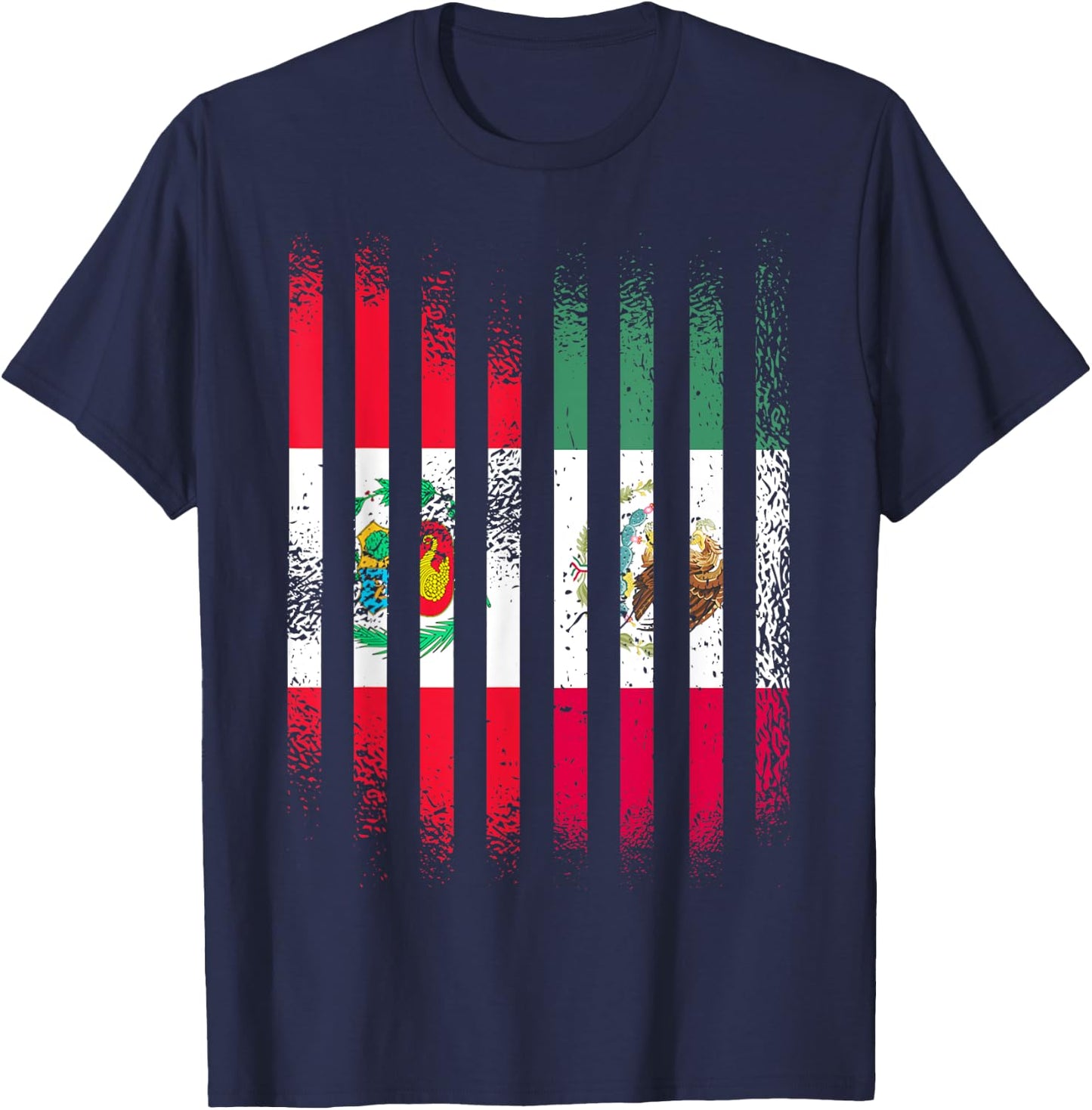Peru Flag Mexico Grown Country Flags Stripes T-Shirt - T-Shirt | Navy