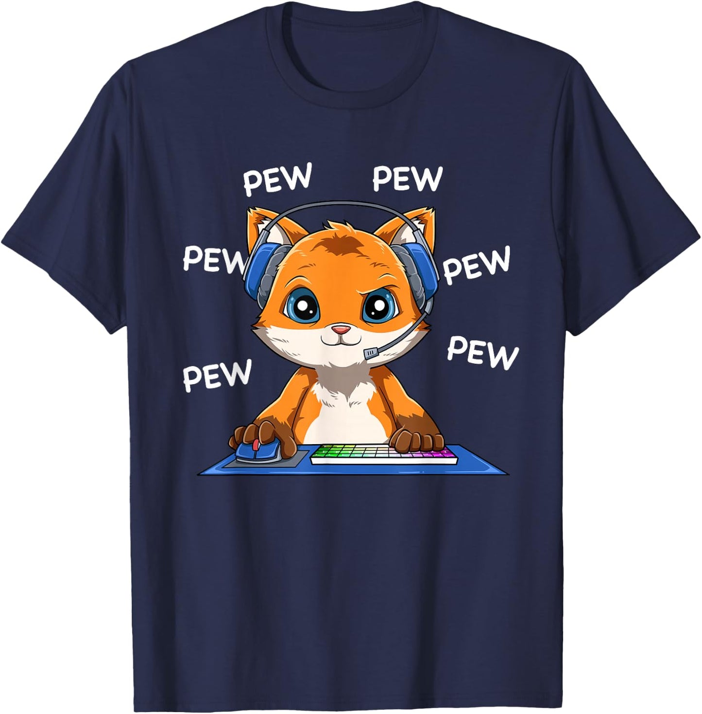 Gamer Fox - Online Gaming Computer Video Games T-Shirt - T-Shirt | Navy