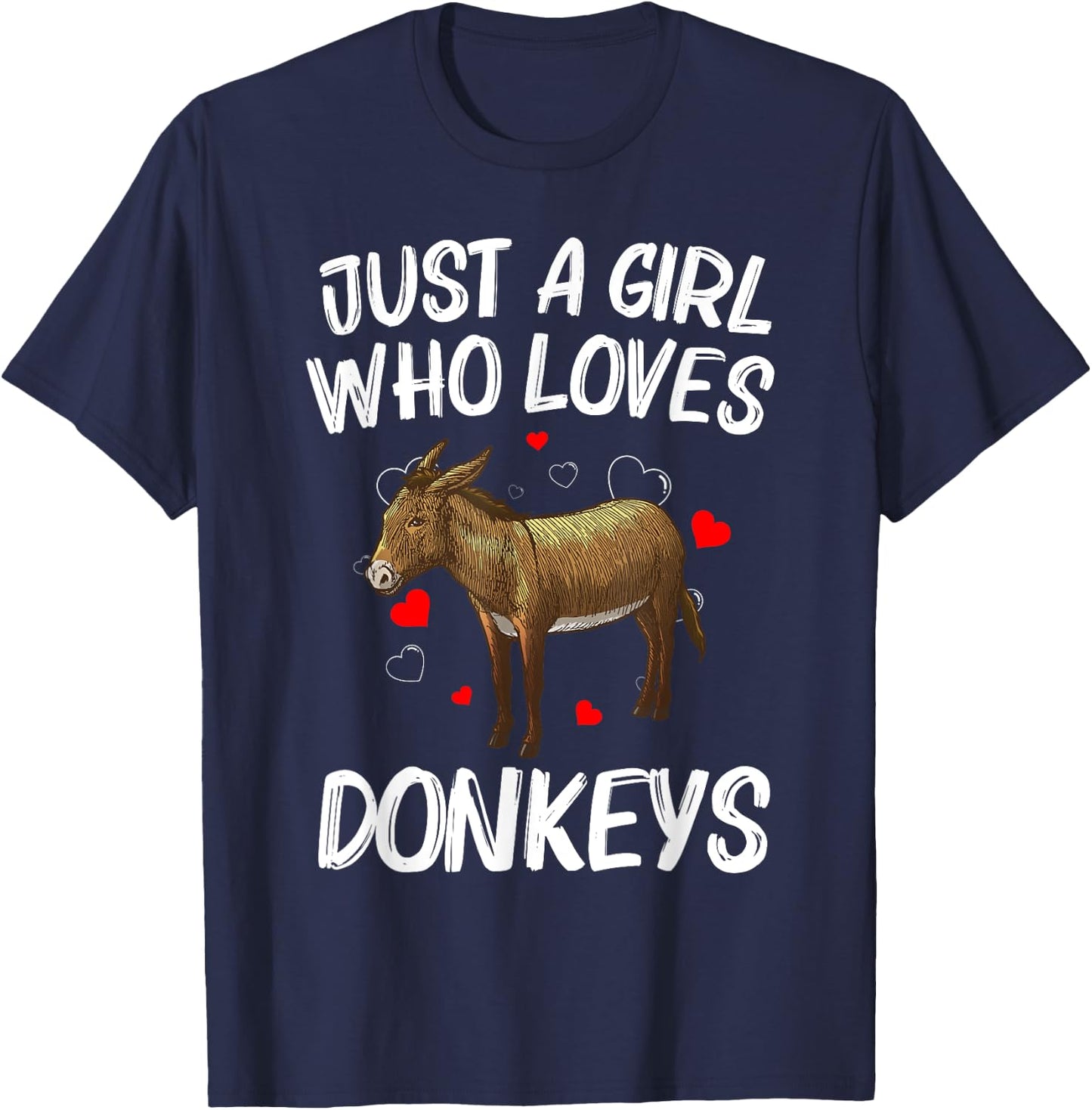 Funny Donkey Design Girls Mule Animal Farming T-Shirt - T-Shirt | Navy