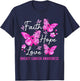 Butterfly Faith Hope Love Ribbon Breast Cancer Awareness T-Shirt - T-Shirt | Navy