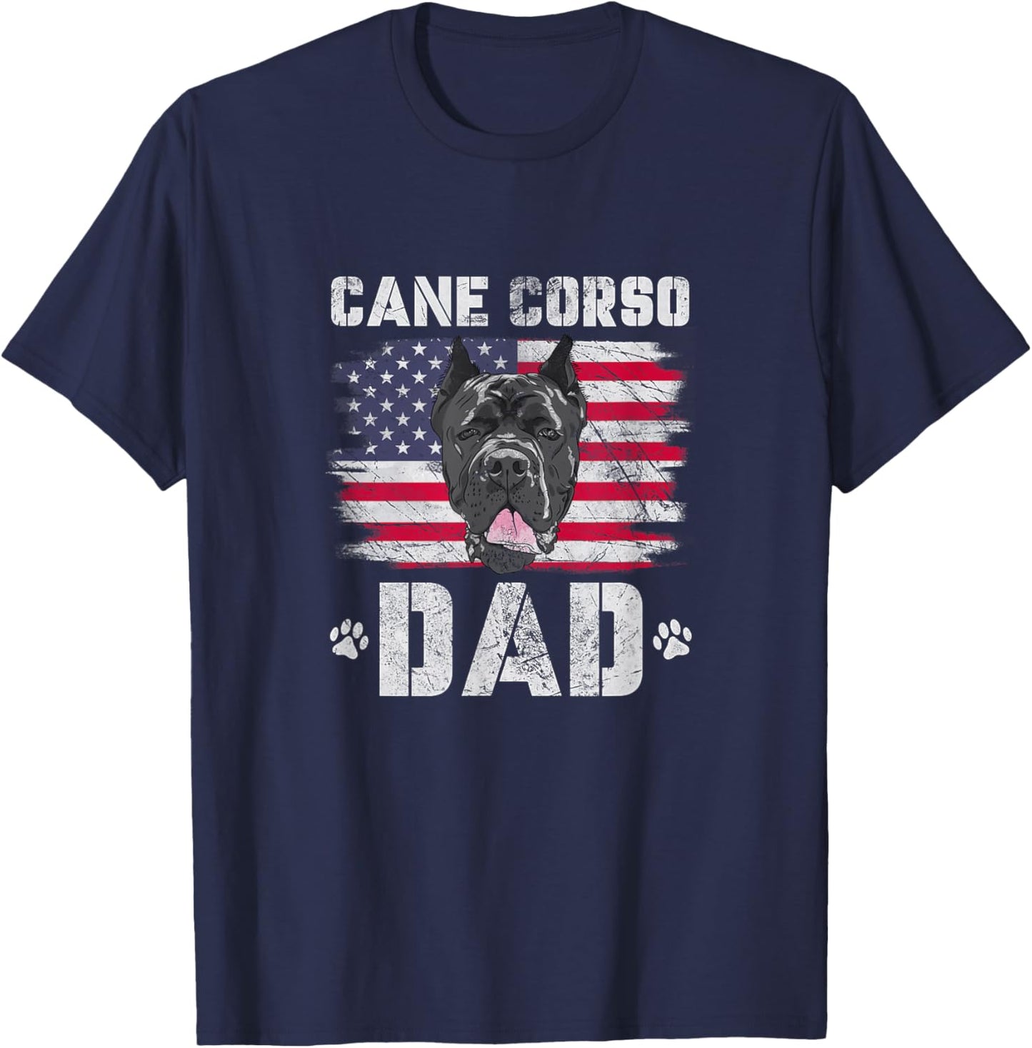 Cane Corso Dad USA American Flag 4th of July Distressed T-Shirt - T-Shirt | Navy