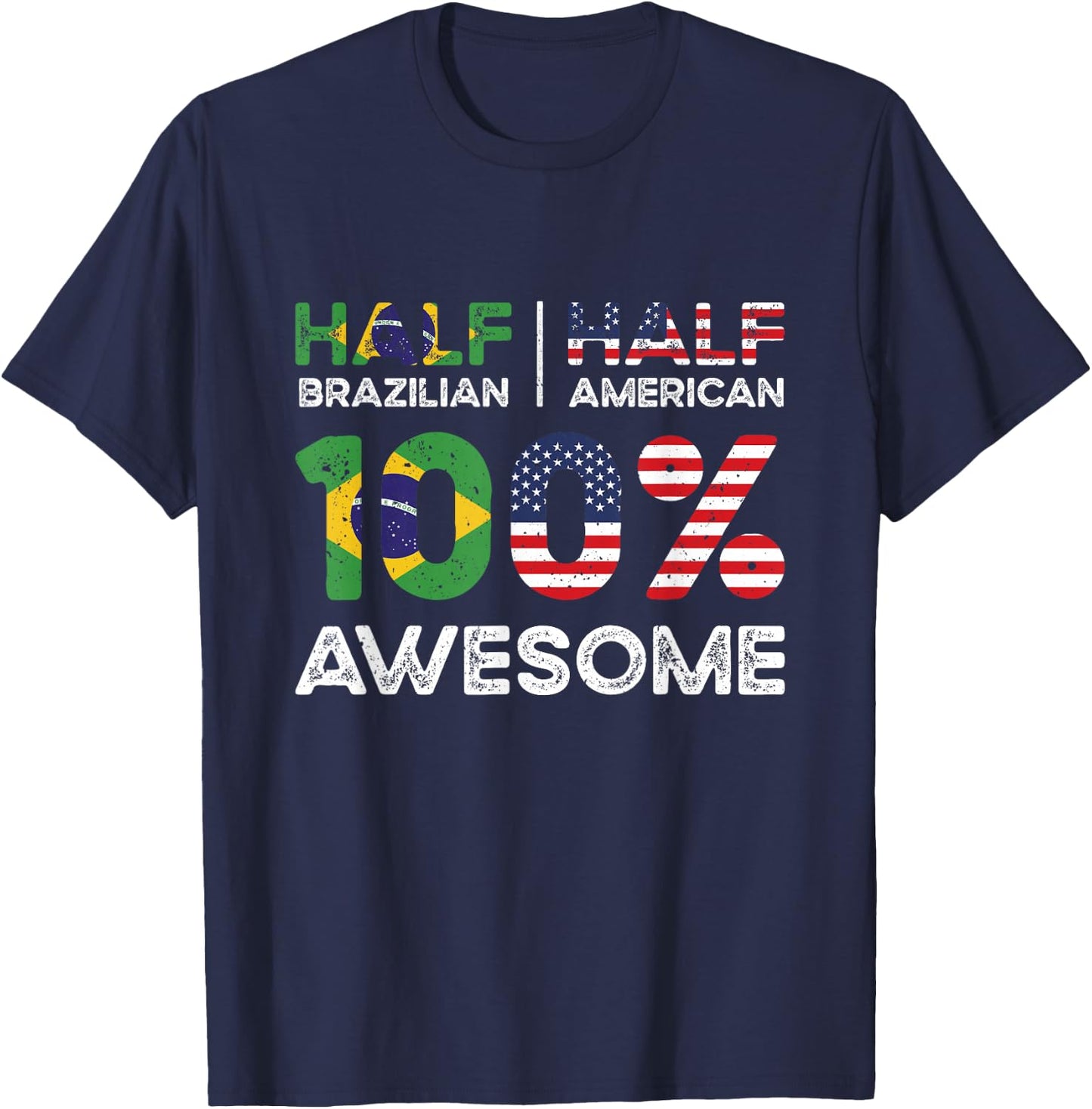 Brazilian American Patriot USA Grown Brazil US Flag T-Shirt - T-Shirt | Navy