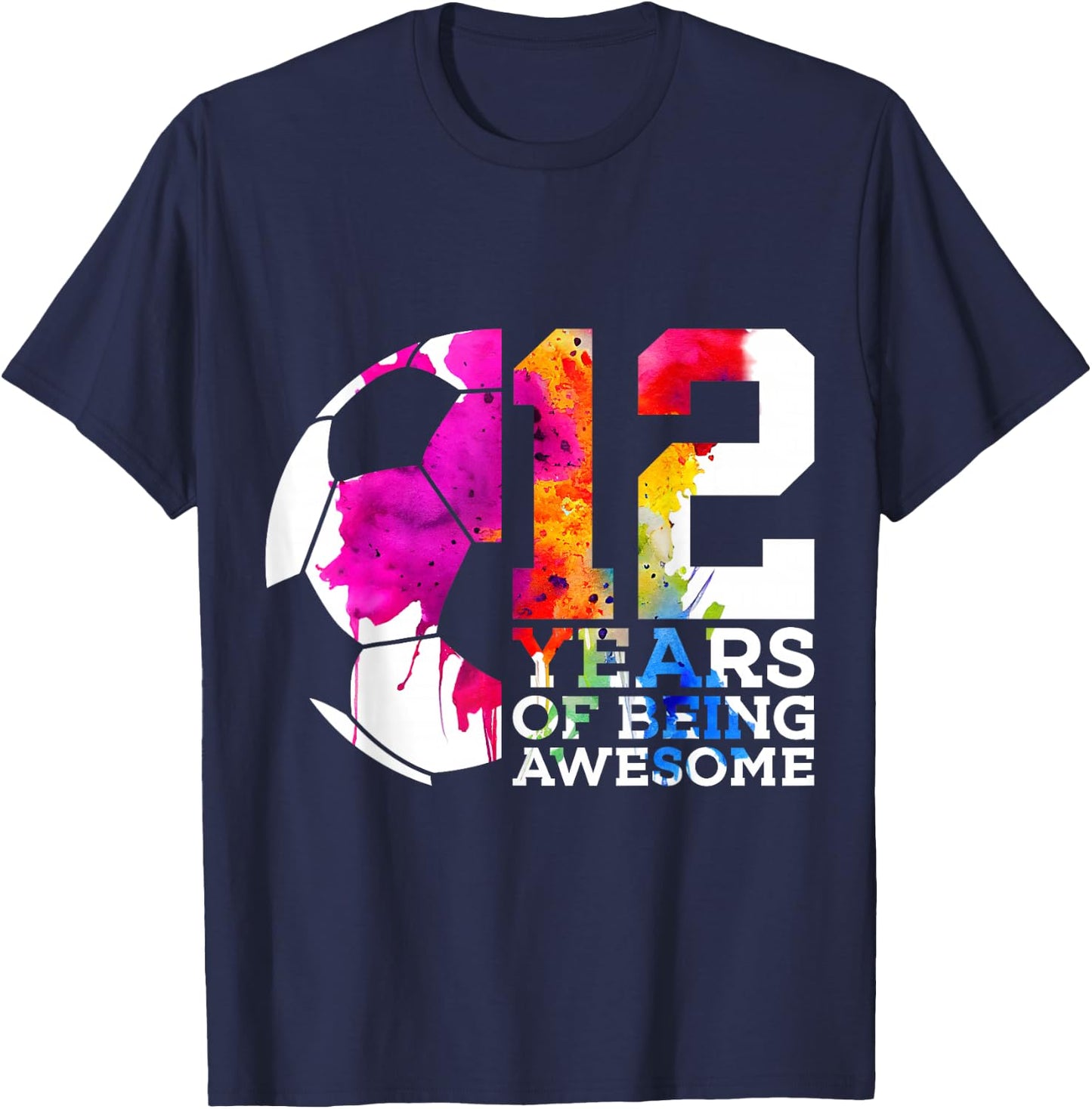 12 Years of Being Awesome Football 12th Birthday T-Shirt - T-Shirt | Navy