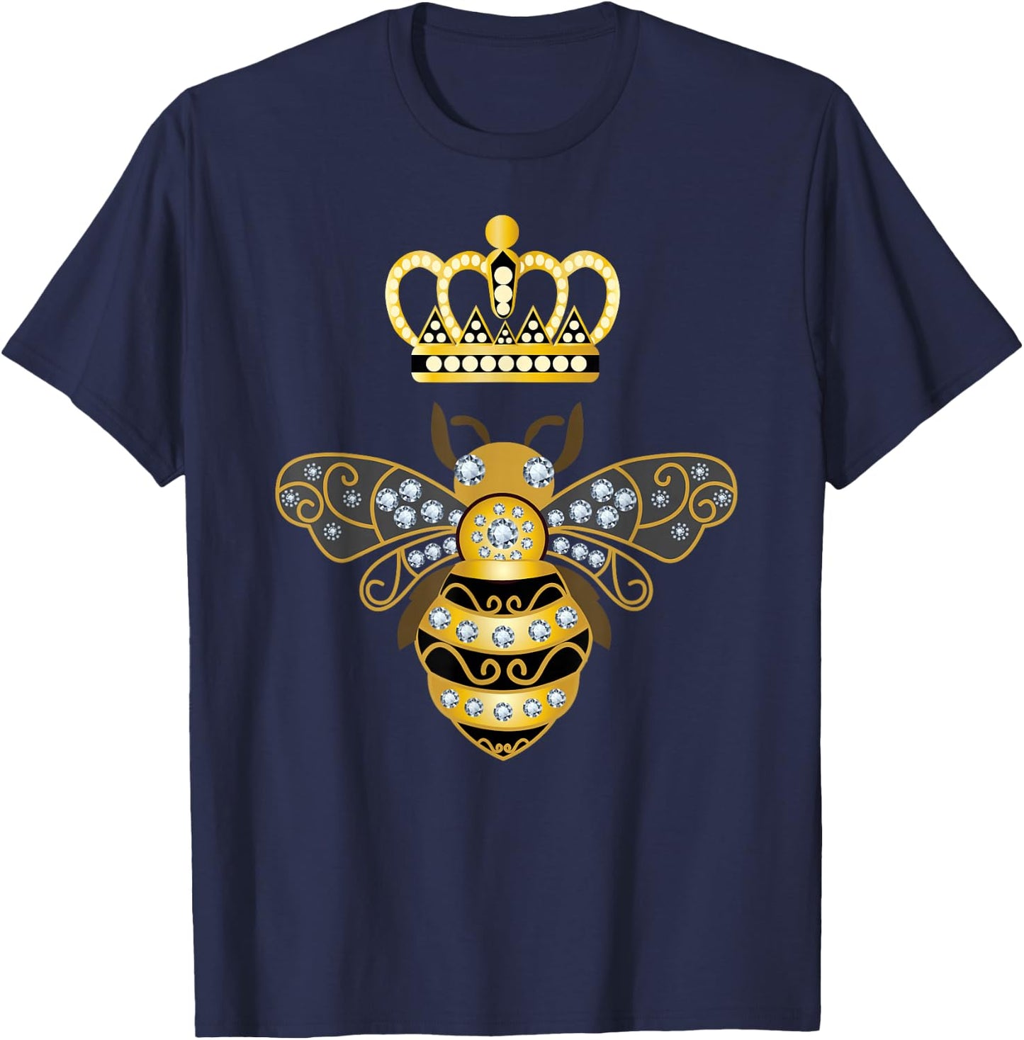 Queen Bee Crown Women Men Girls Honey Hive Beekeeping Bee T-Shirt - T-Shirt | Navy
