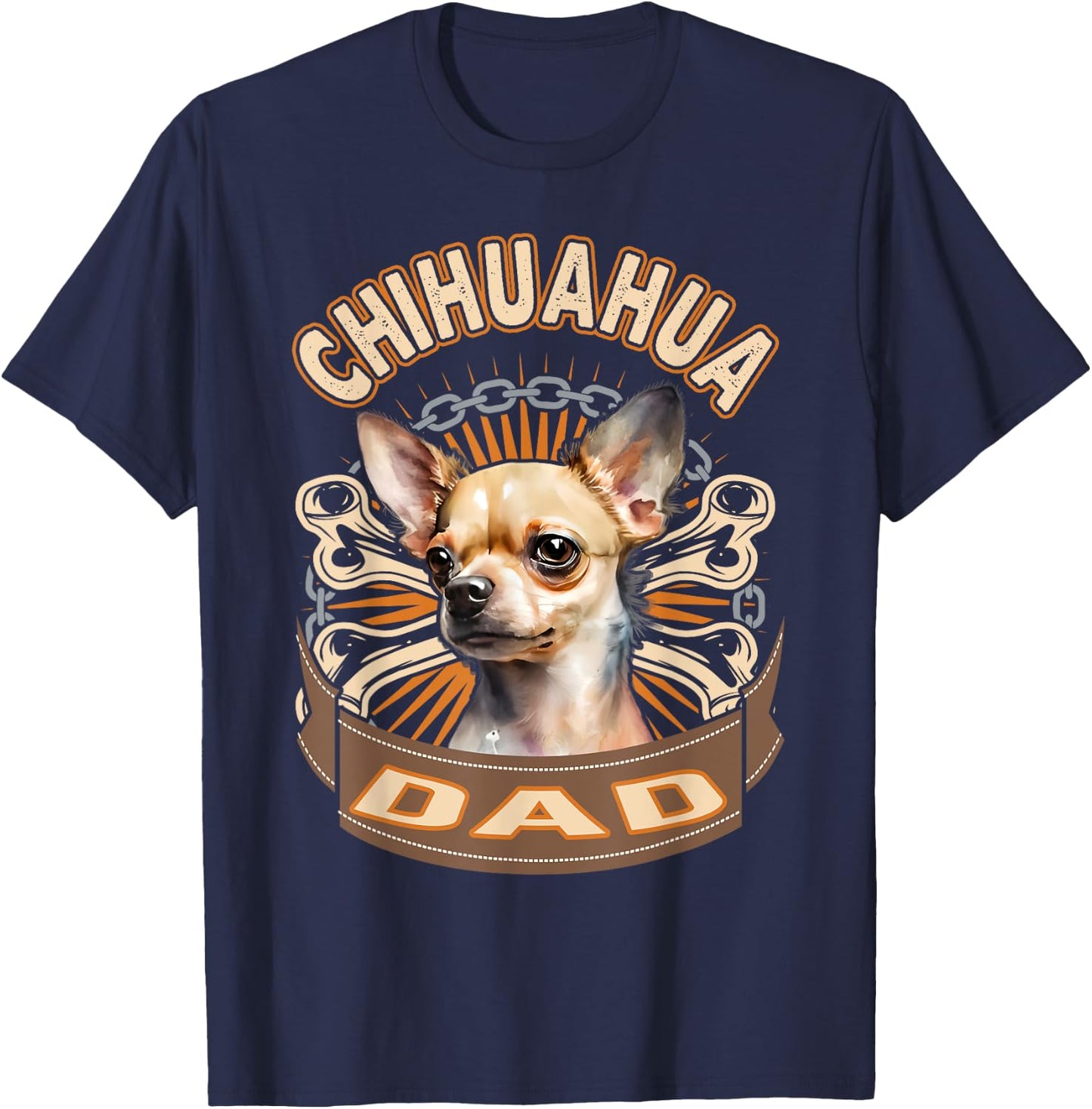 Retro Vintage Chihuahua Dad Funny Chihuahuas Pet Owners Gift T-Shirt - T-Shirt | Navy