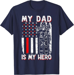 Firefighters My Daddy Is My Hero Firefighter Rescue Service T-Shirt - T-Shirt | Navy
