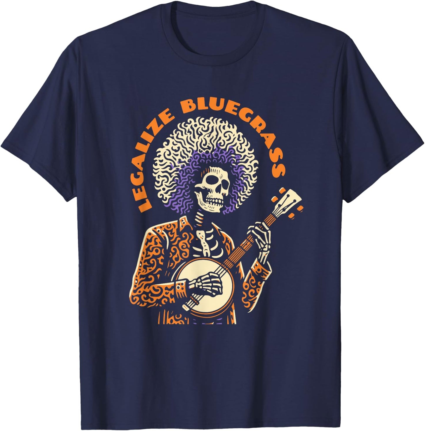 Legalize Bluegrass Skeleton Banjo Man Fun Festival T-Shirt - T-Shirt | Navy