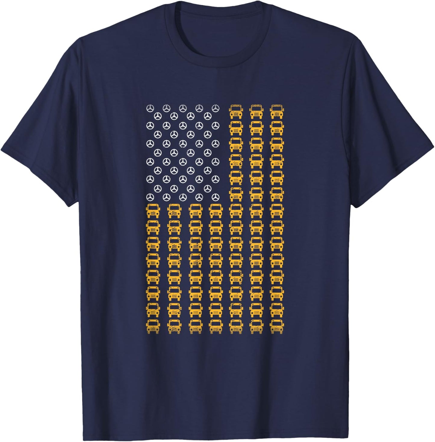 American Flag School Bus Driver - Patriotic Bus Driver USA T-Shirt - T-Shirt | Navy