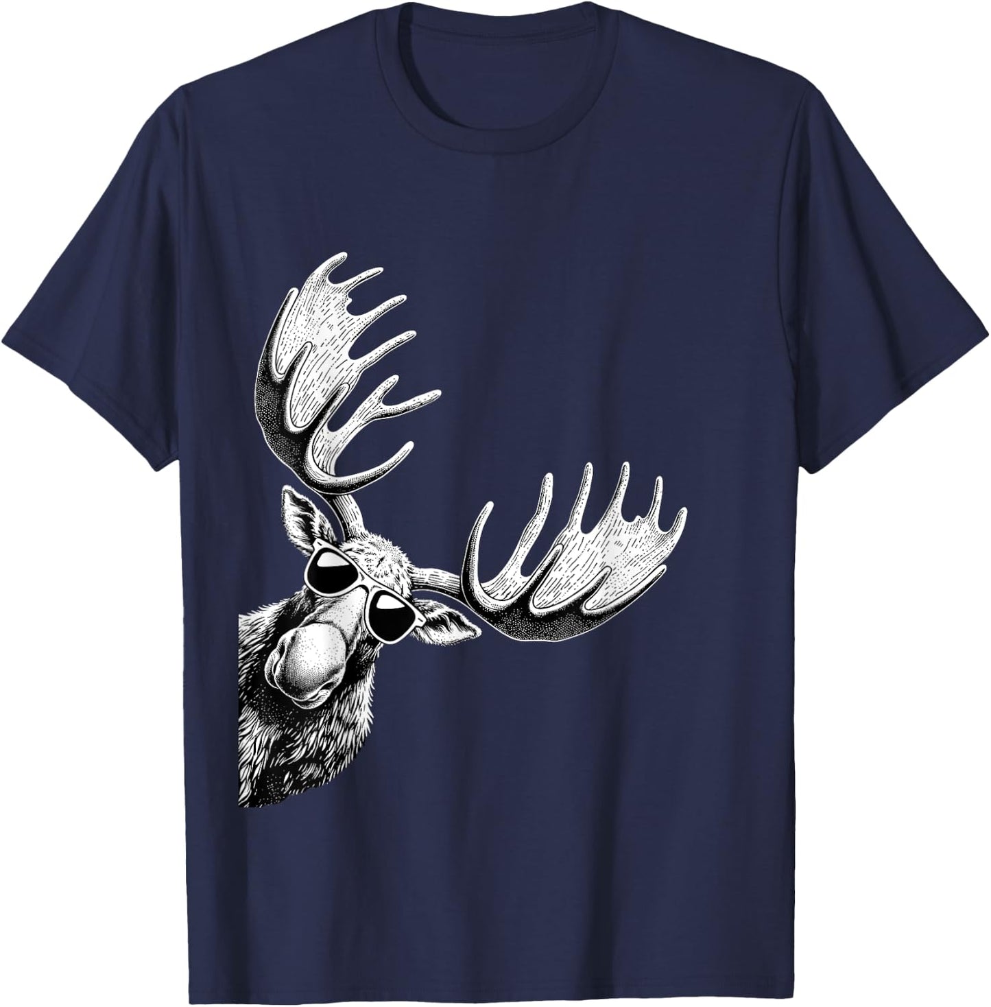 Funny Moose Wearing Sunglasses Alaska Moose Lovers T-Shirt - T-Shirt | Navy