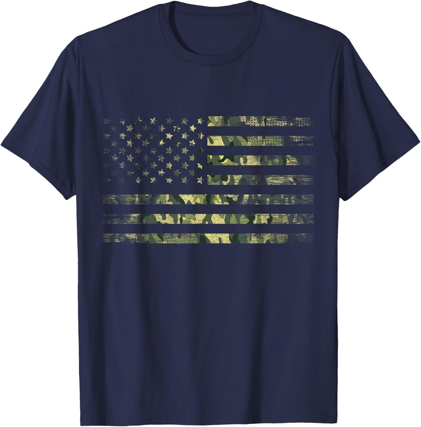 American USA Flag Green Camouflage T-Shirt - T-Shirt | Navy