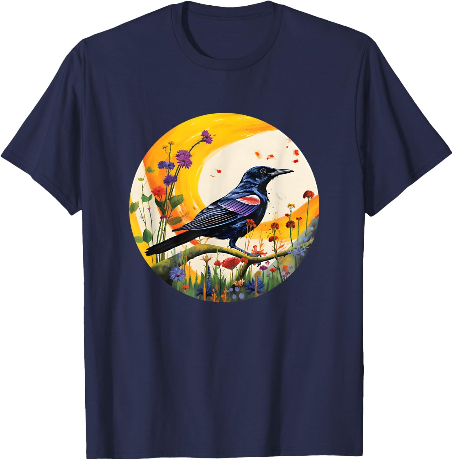 Backyard Birder Watching Watchers Birding Redwing Blackbird T-Shirt - T-Shirt | Navy