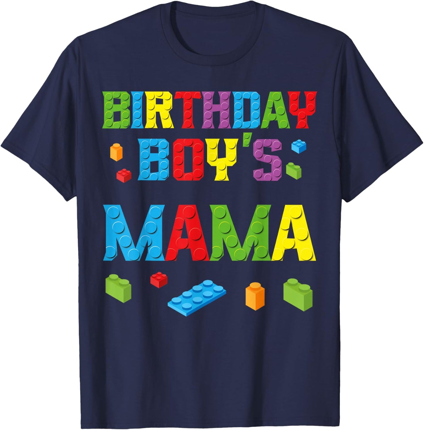 Master Builder Birthday Boy's Mama Building Bricks Blocks T-Shirt - T-Shirt | Navy