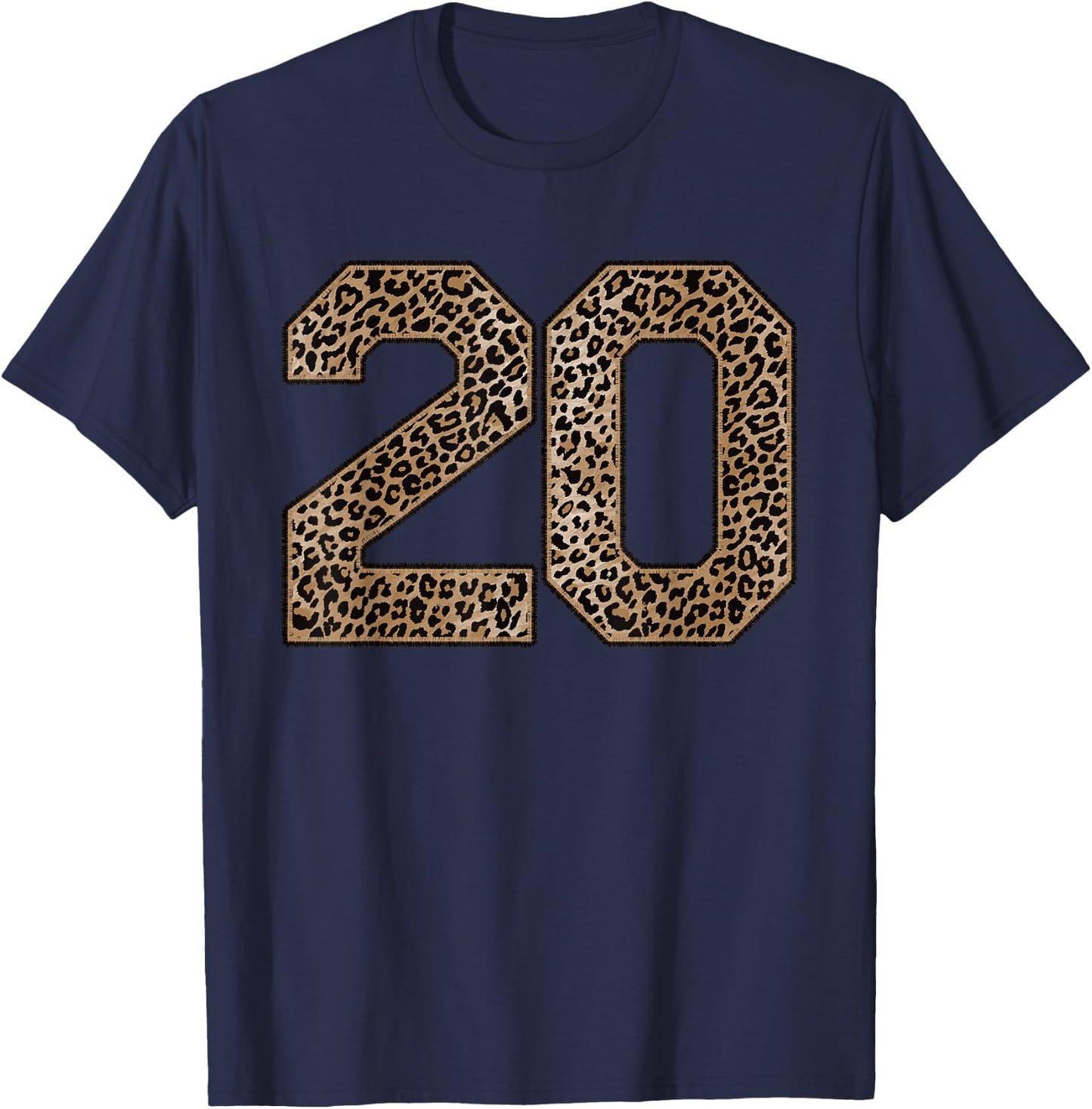 Leopard Number 20 Athlete Sports Jersey Supporter Fanwear T-Shirt - T-Shirt | Navy