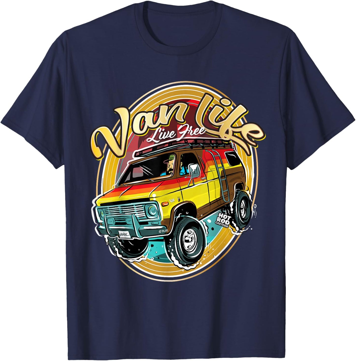 Retro Van Life T-Shirt - T-Shirt | Navy