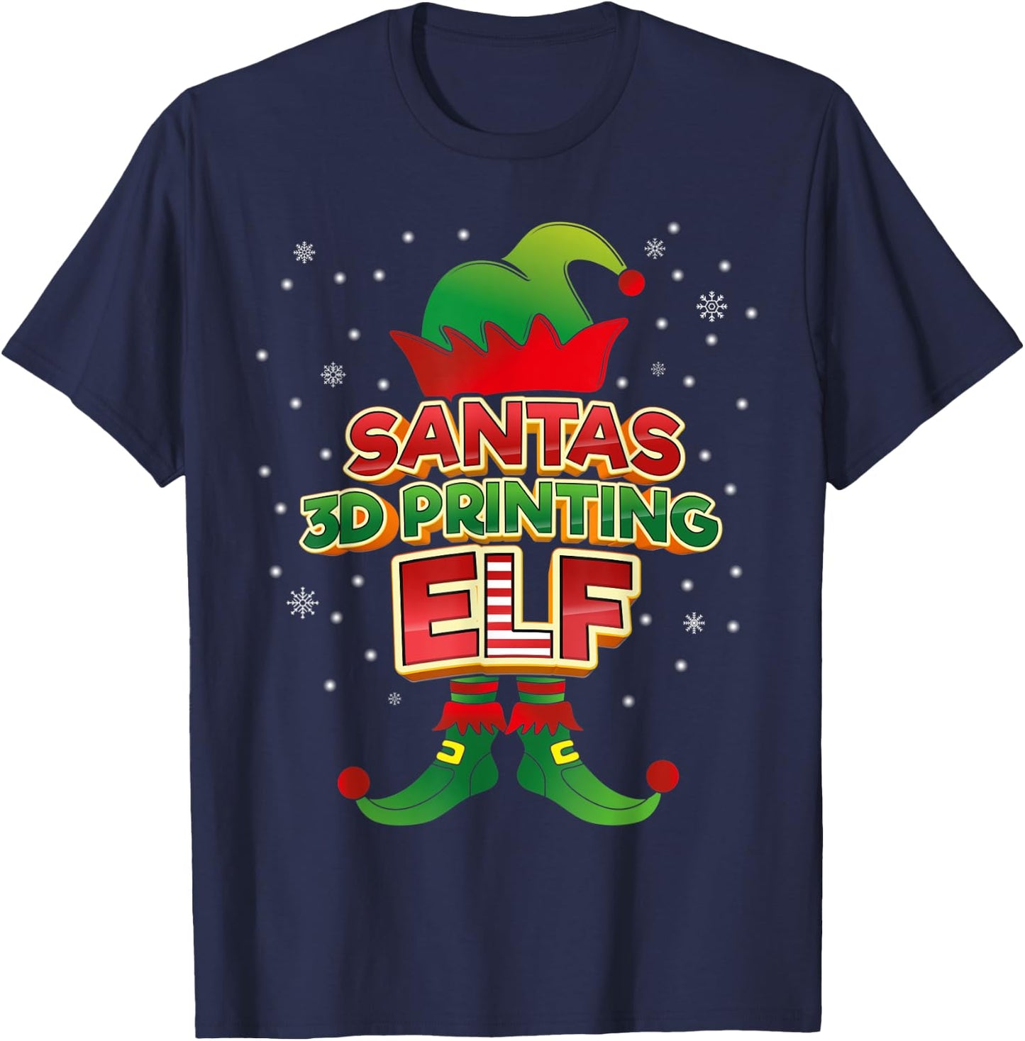 3D Printing Elf Christmas Matching Costumes X-Mas T-Shirt - T-Shirt | Navy