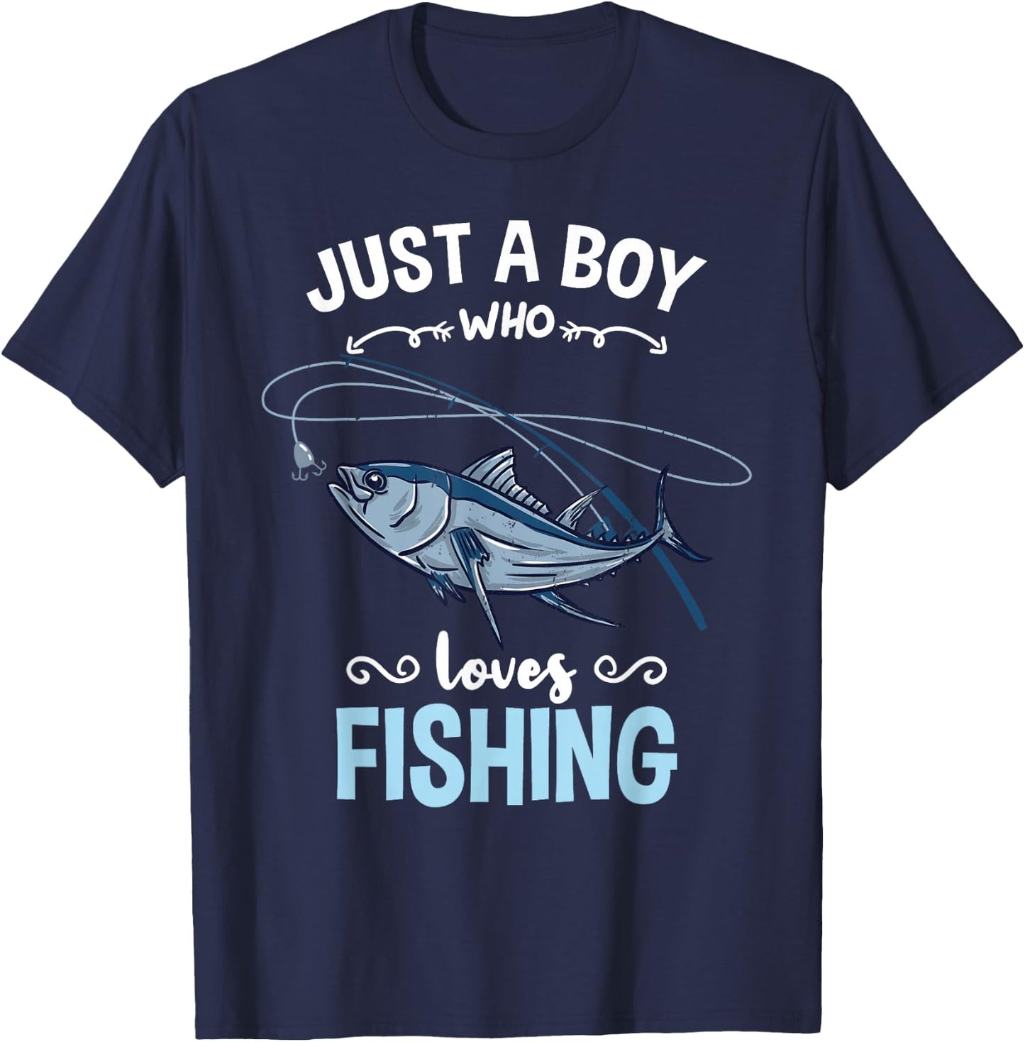 Just A Boy Who Loves Fishing T-Shirt - T-Shirt | Navy