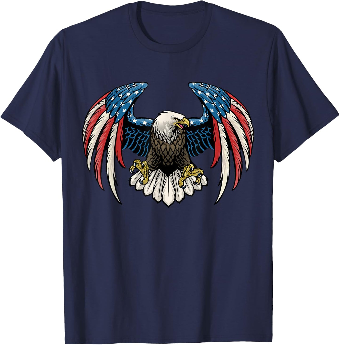 Bald Eagle With American Flag T-Shirt - T-Shirt | Navy