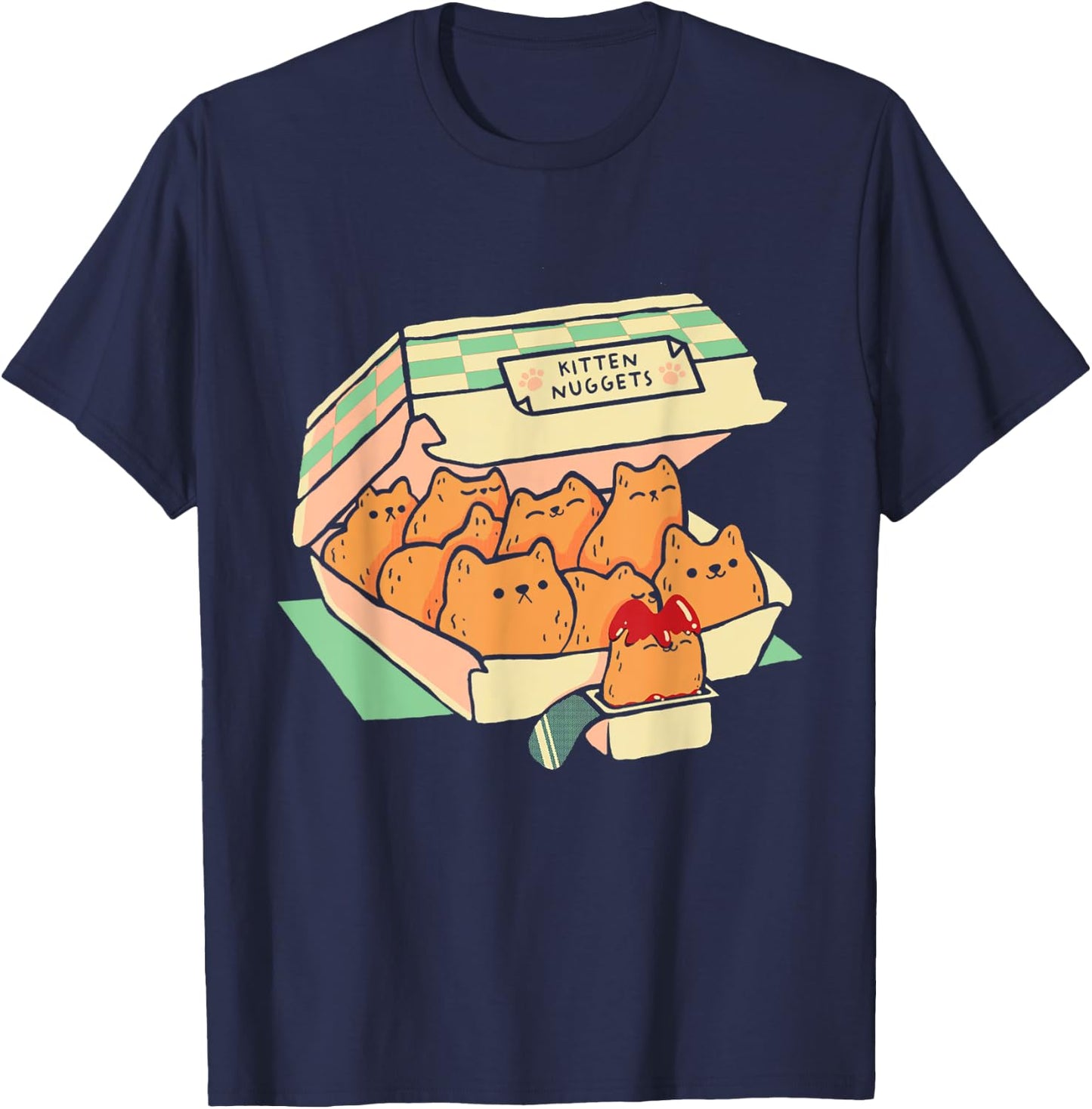 Kitten Nuggets Fast Food Cat Cute Chicken Nugget Lover T-Shirt - T-Shirt | Navy