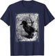Black Crow on Tree- Vintage Dark Art Occult Aesthetics T-Shirt - T-Shirt | Navy