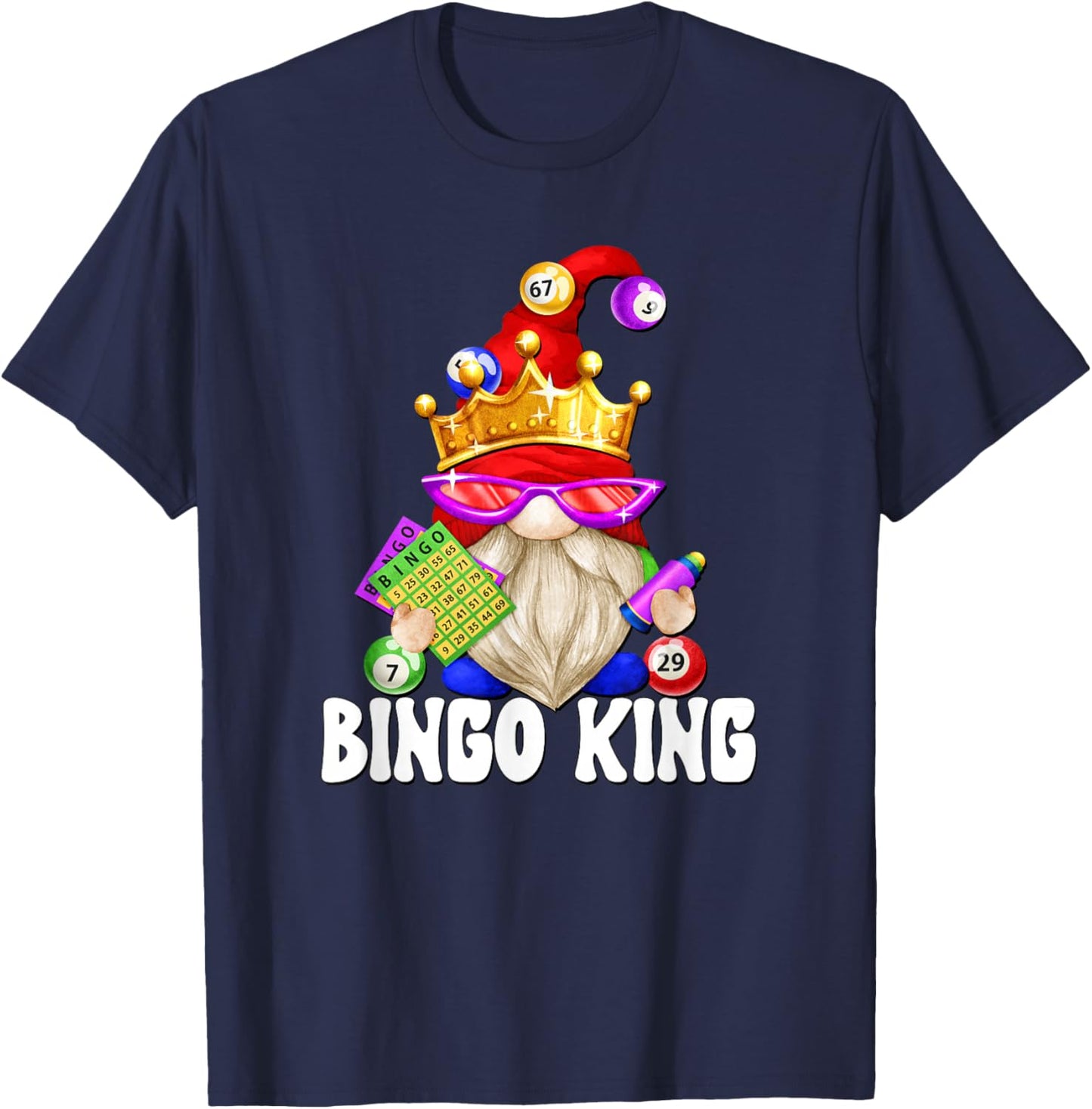 Funny Bingo Player Accessories Grandpa Bingo King T-Shirt - T-Shirt | Navy