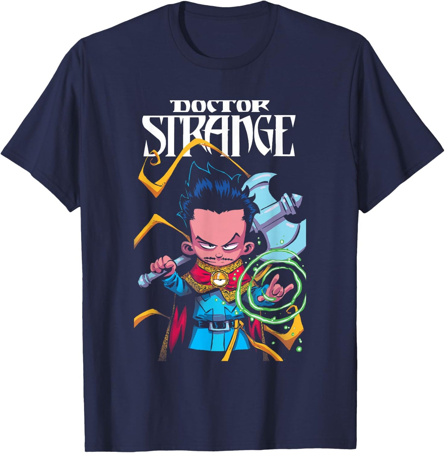 Marvel Comics Retro Classic Dr. Strange Cartoon Chibi Poster T-Shirt - T-Shirt | Navy