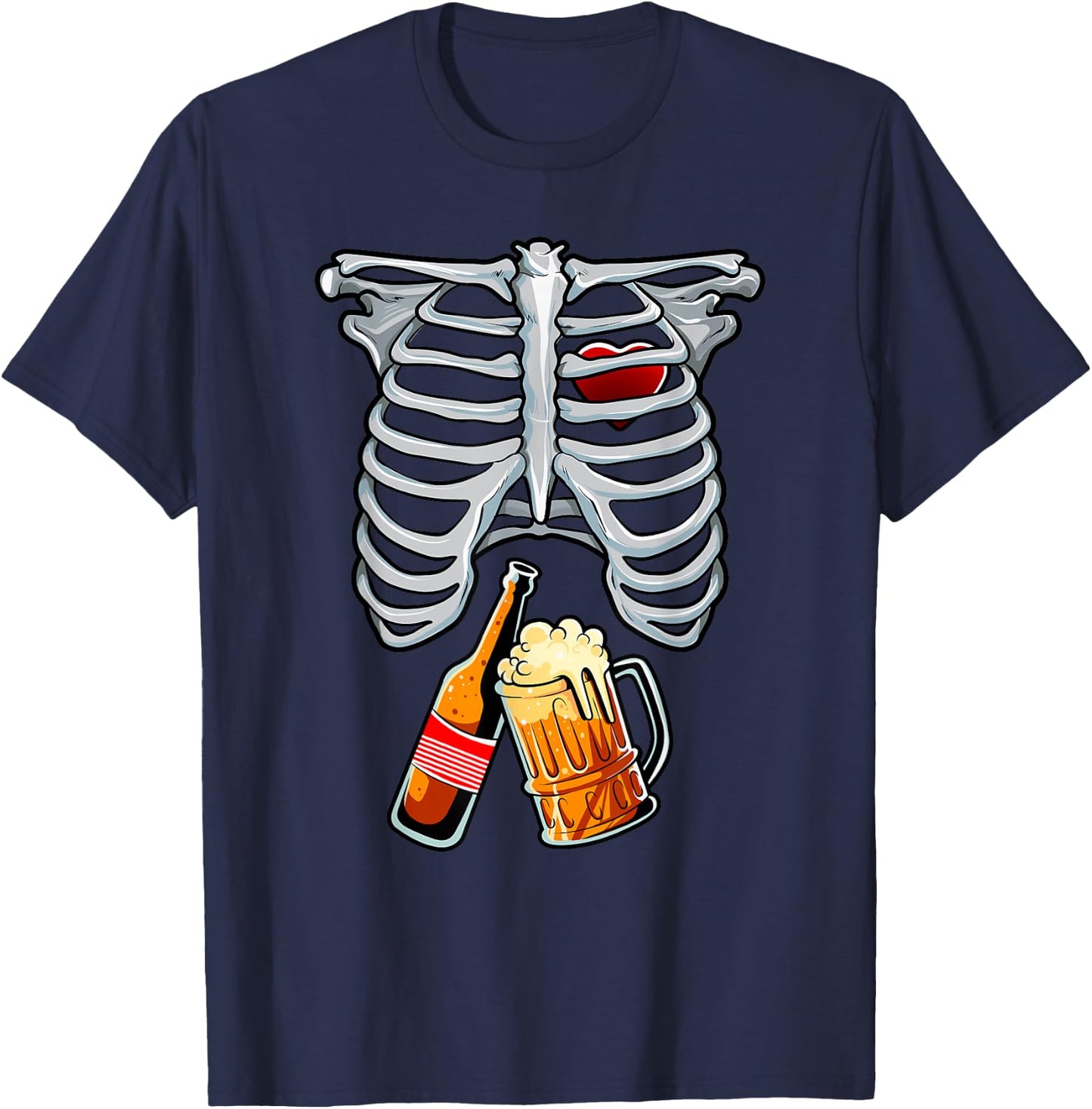 Skeleton Costume Halloween Beer Xray Matching Family Dad T-Shirt - T-Shirt | Navy
