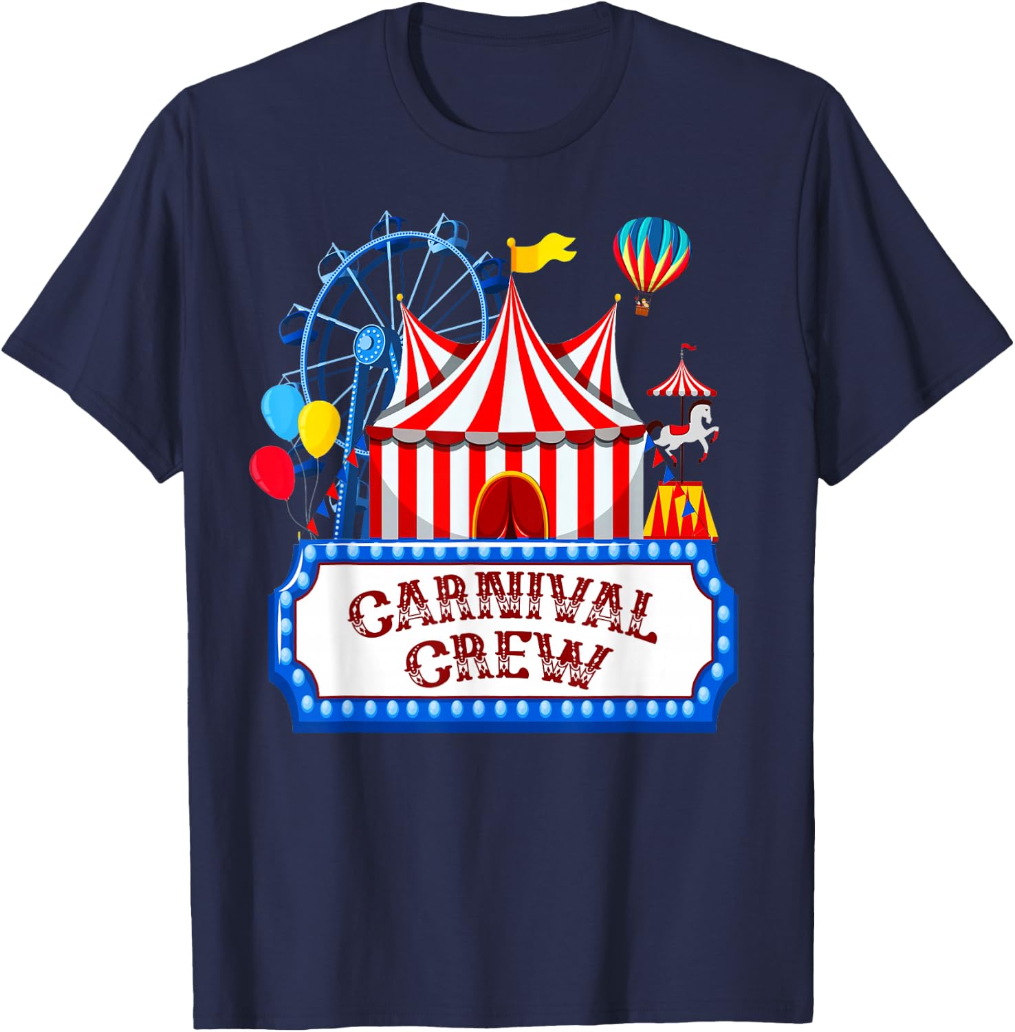 Carnival Crew for Birthday Theme Party Matching Family T-Shirt - T-Shirt | Navy