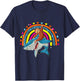 Sloth Riding Shark Funny Zoo Animal Rainbow Hearts Lover T-Shirt - T-Shirt | Navy