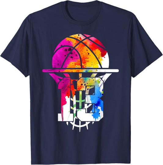 13 Years Basketball 13th Birthday T-Shirt - T-Shirt | Navy