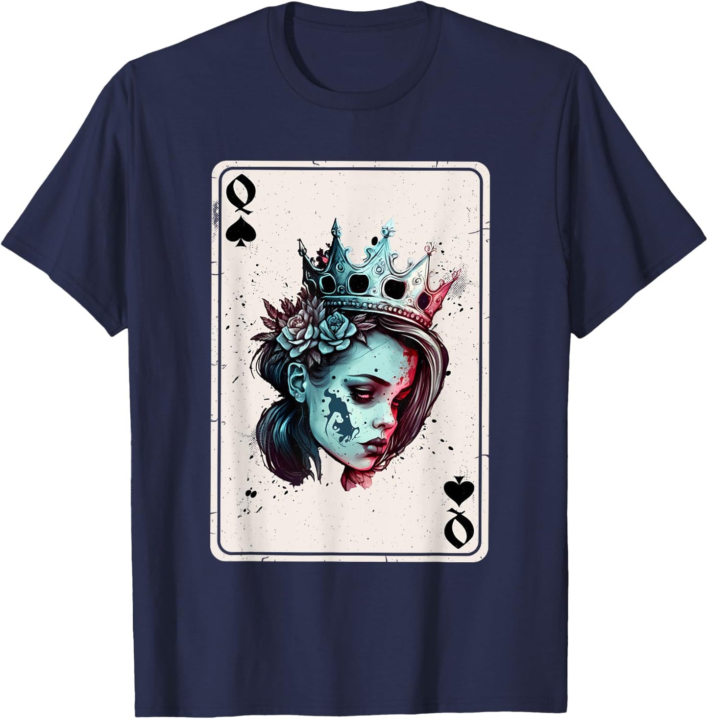 Queen of Spades Horror Card Game Creepy Queen of Spades T-Shirt - T-Shirt | Navy