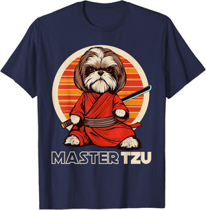 Master Tzu Ninja Shih Tzu Samurai Dog Anime T-Shirt - T-Shirt | Navy