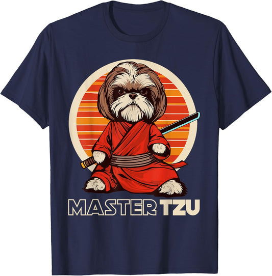 Master Tzu Ninja Shih Tzu Samurai Dog Anime T-Shirt - T-Shirt | Navy
