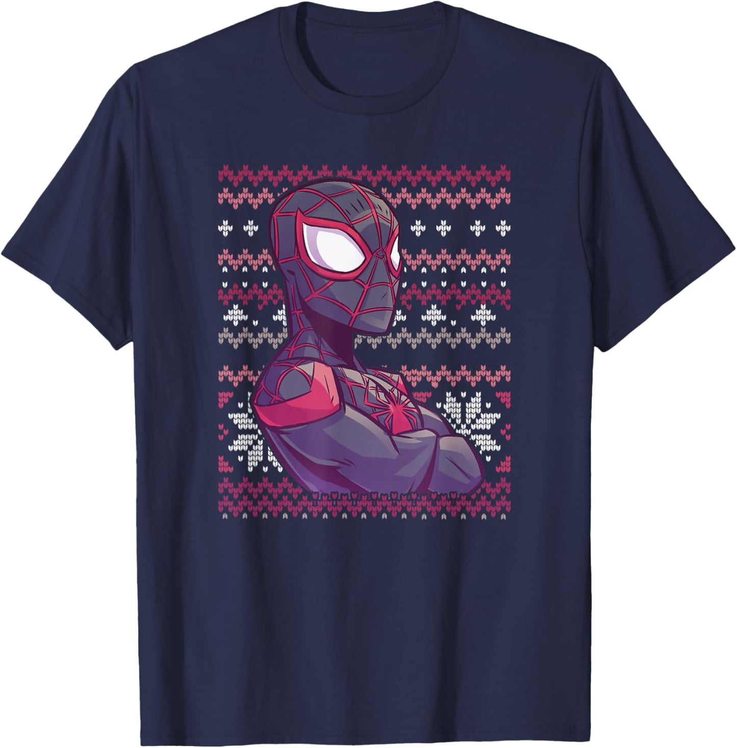 Marvel Miles Morales Ugly Sweater T-Shirt - T-Shirt | Navy