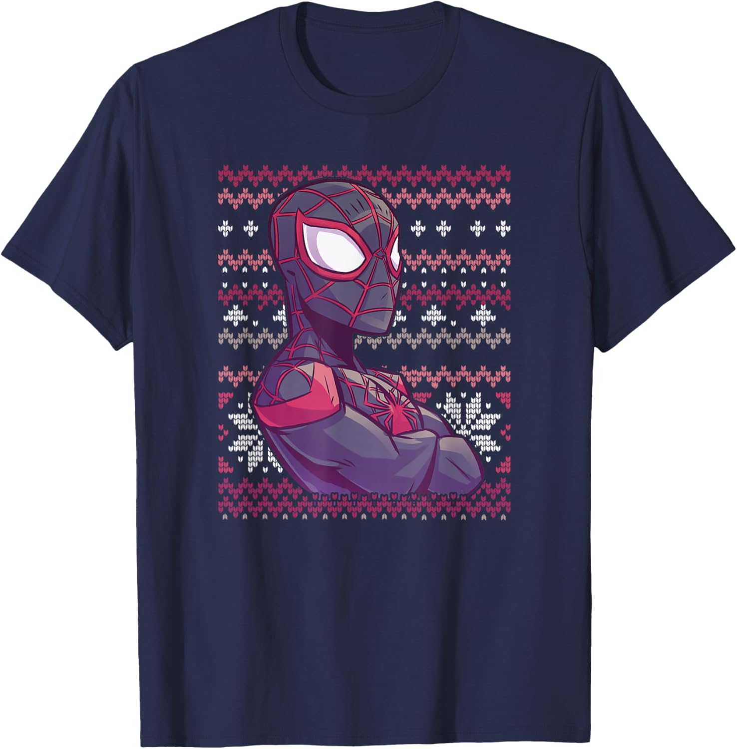 Marvel Miles Morales Ugly Sweater T-Shirt - T-Shirt | Navy