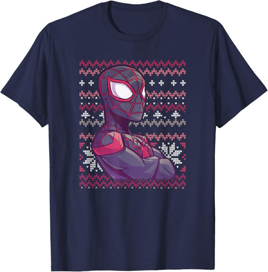 Marvel Miles Morales Ugly Sweater T-Shirt - T-Shirt | Navy
