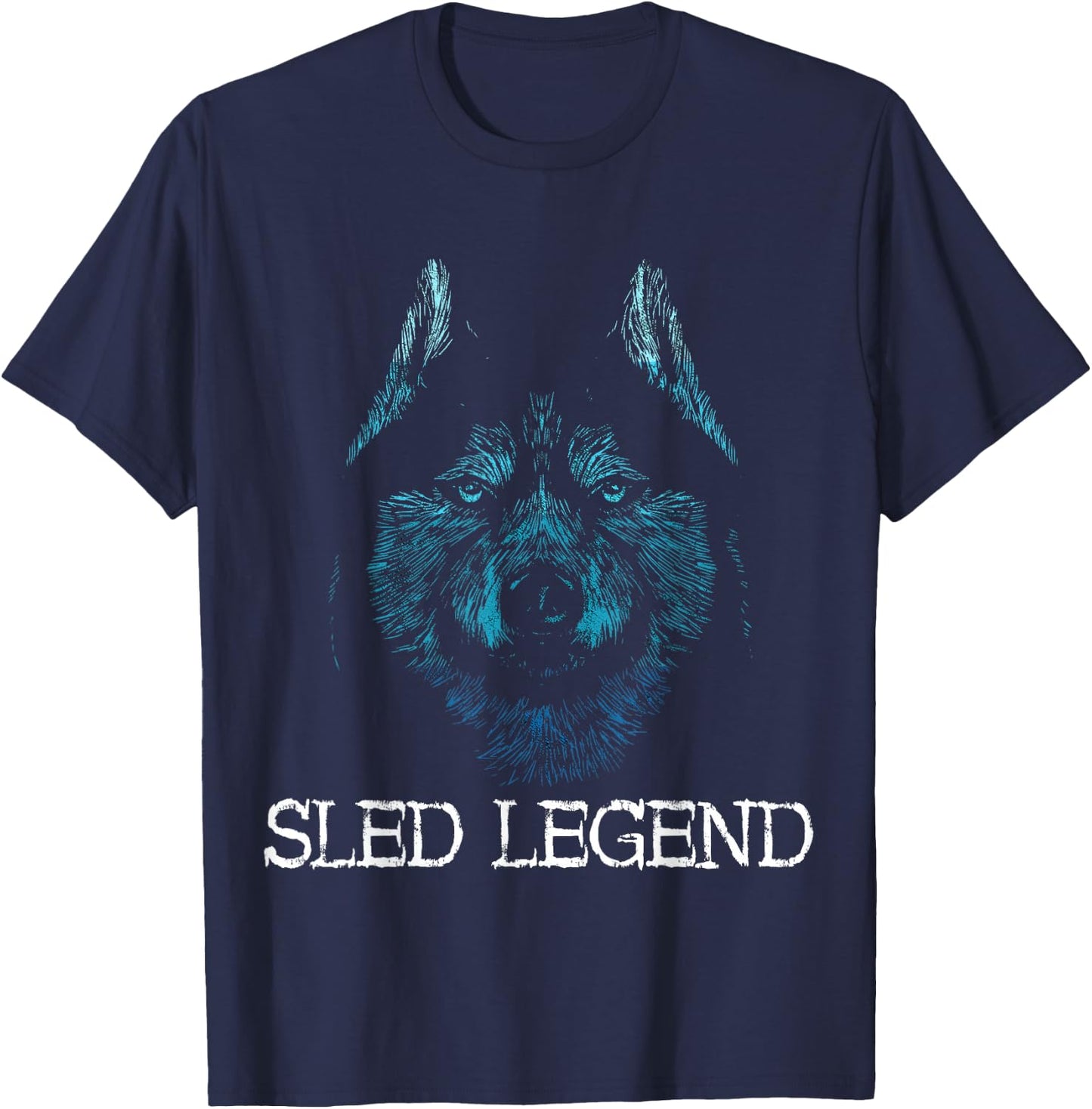 Sled Dog Husky Dog Sled Legend Alaska Winter Mushing Sleigh T-Shirt - T-Shirt | Navy