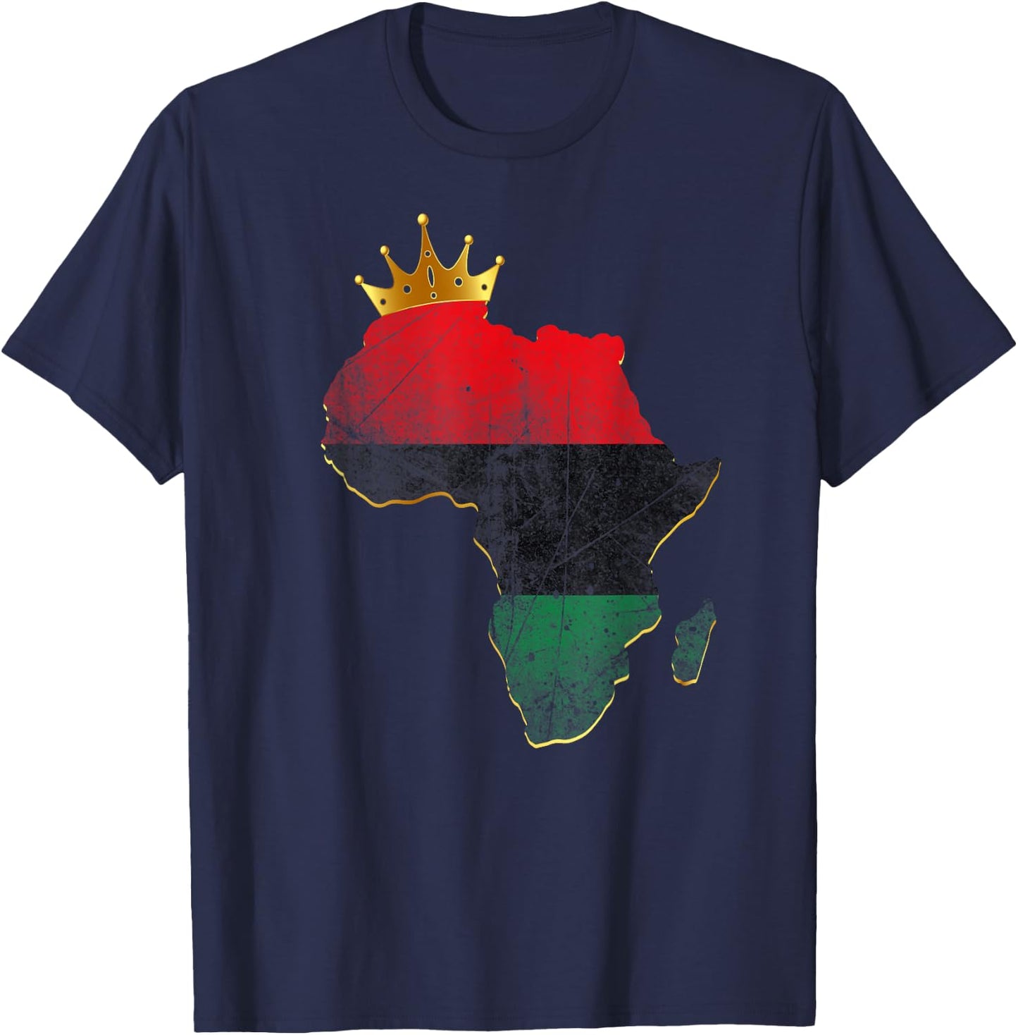Pride American African King Pan African Map UNIA flag T-Shirt - T-Shirt | Navy