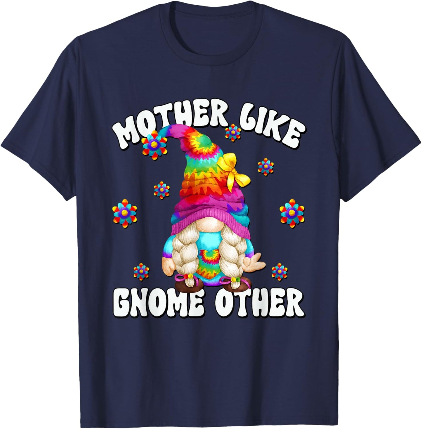 Tie Dye Hippie Grandma Gnome Graphic Hippie Mom T-Shirt - T-Shirt | Navy