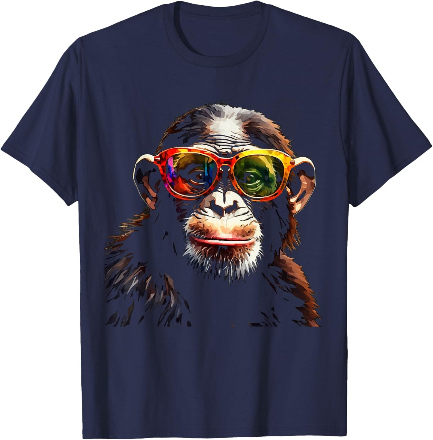 Monkey Sunglasses Animal Zoo Colourful Art Monkey T-Shirt - T-Shirt | Navy