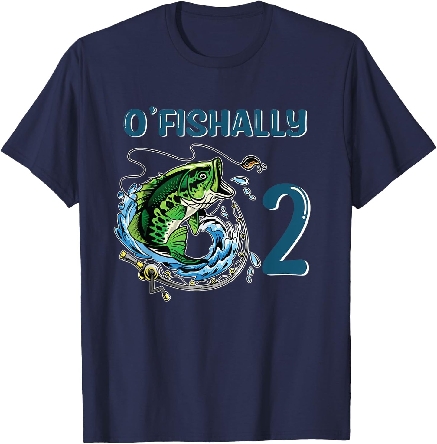 O-Fishally 2 Years Old Fisherman 2nd Birthday Fishing T-Shirt - T-Shirt | Navy